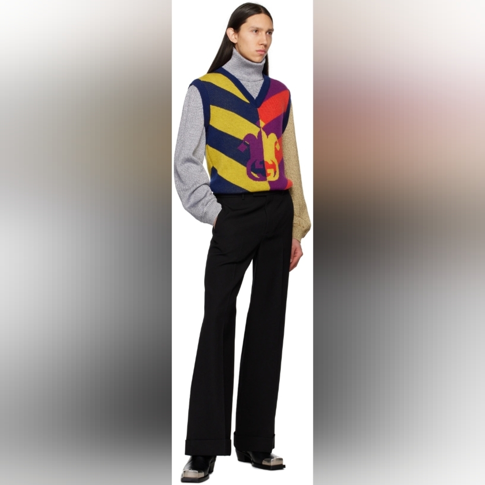 Nwt Gucci Multicolor Knit Sweater Mens Heavy Turtleneck Bold Dress Casual S